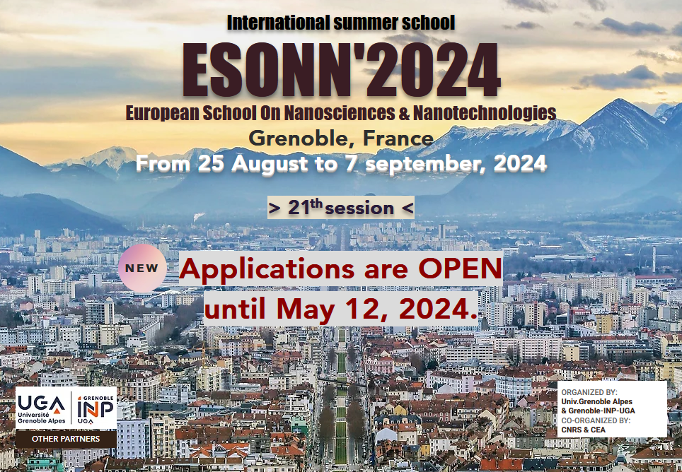  ESONN’24 | Summer School in Nanosciences and Nanotechnologies: Registration Open Until May 12th ! 