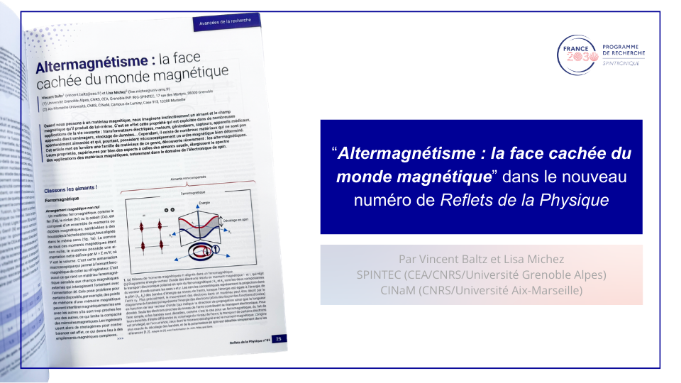  Nouveau numéro de Reflets de la Physique | découvrez l’article “Altermagnétisme : la face cachée du monde magnétique” 